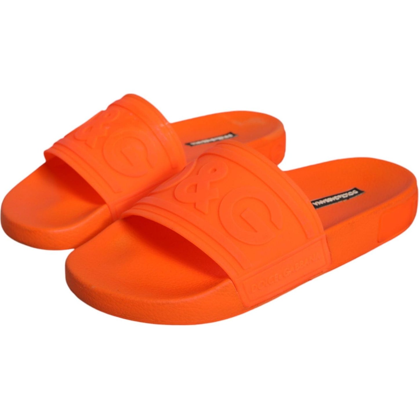 Dolce & Gabbana Orange Rubber Slides Sandals Beachwear Shoes Dolce & Gabbana Orange Red