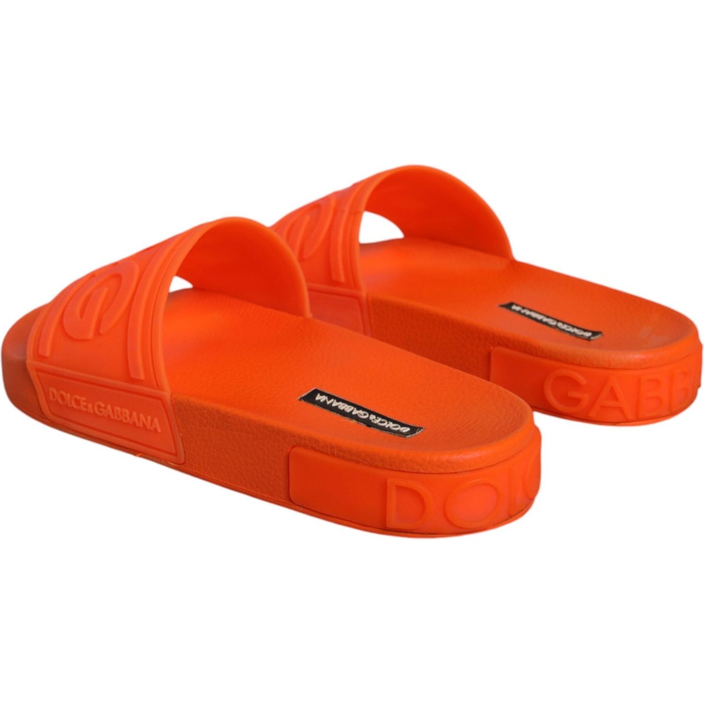 Dolce & Gabbana Orange Rubber Slides Sandals Beachwear Shoes Dolce & Gabbana Orange Red