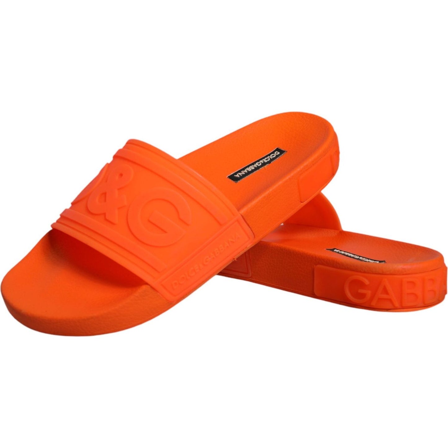 Dolce & Gabbana Orange Rubber Slides Sandals Beachwear Shoes Dolce & Gabbana Orange Red