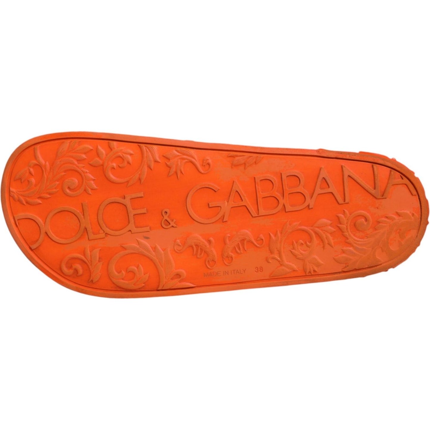 Dolce & Gabbana Orange Rubber Slides Sandals Beachwear Shoes Dolce & Gabbana Chocolate