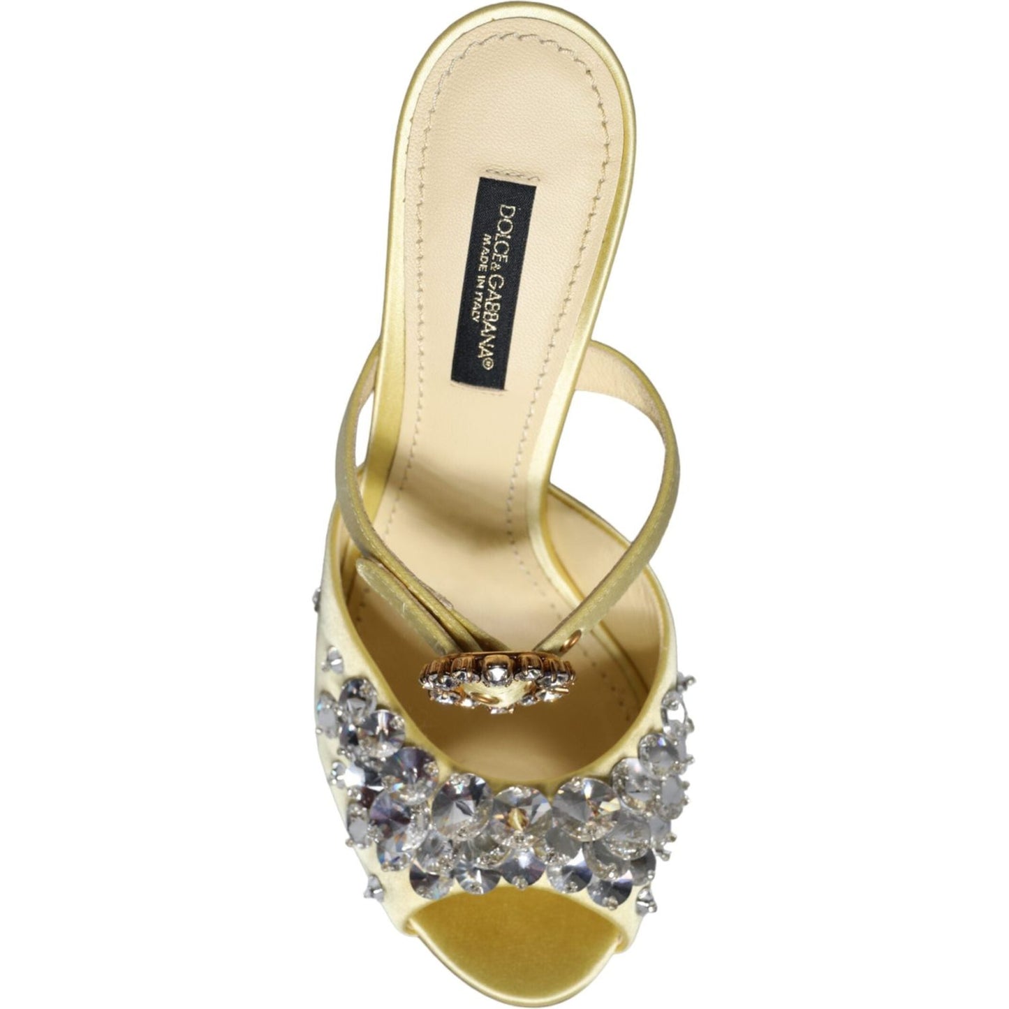Dolce & Gabbana Yellow Mary Janes Satin Crystal Sandals Shoes Dolce & Gabbana Wheat