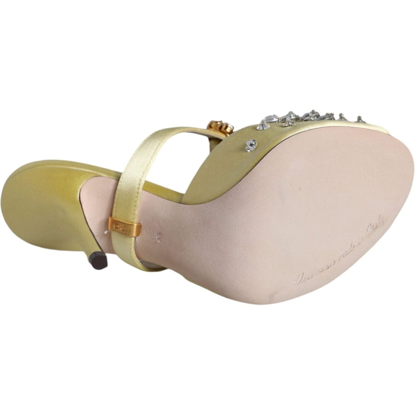Dolce & Gabbana Yellow Mary Janes Satin Crystal Sandals Shoes Dolce & Gabbana Gray