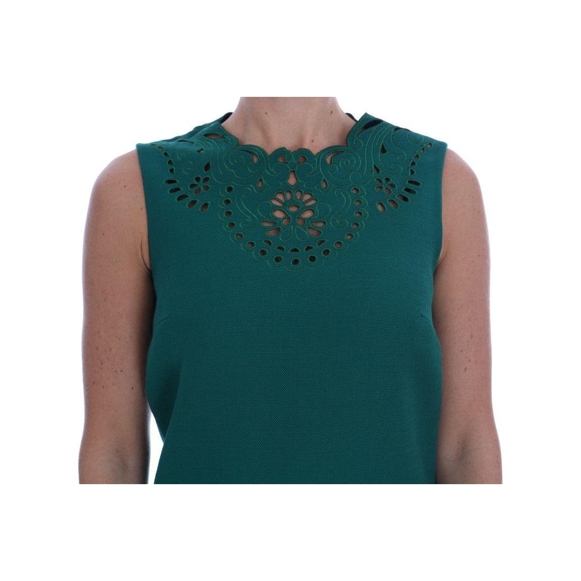 Dolce & Gabbana Elegant Green A-Line Sheath Dress Dolce & Gabbana Rosy Brown