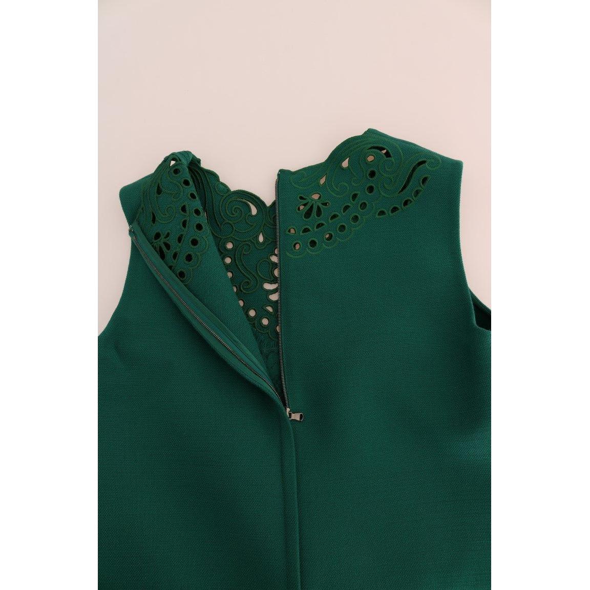 Dolce & Gabbana Elegant Green A-Line Sheath Dress Dolce & Gabbana Light Gray