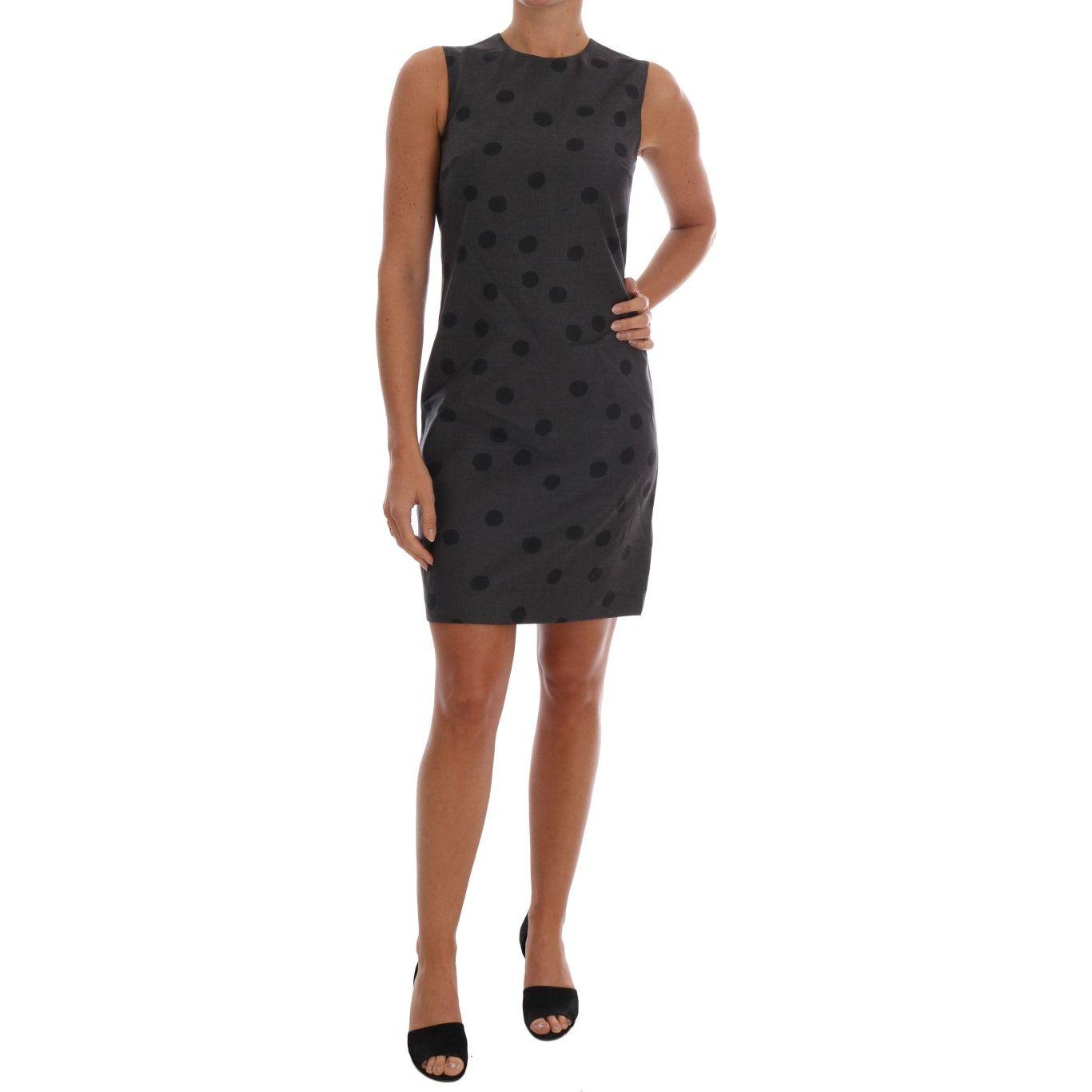 Dolce & Gabbana Chic Sleeveless Polka Dotted Wool Dress Dolce & Gabbana Rosy Brown