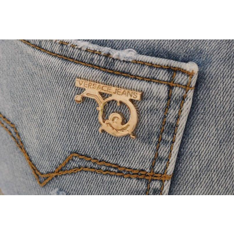 Versace Jeans Chic Light Blue Torn Slim Fit Jeans Versace Jeans Slate Gray