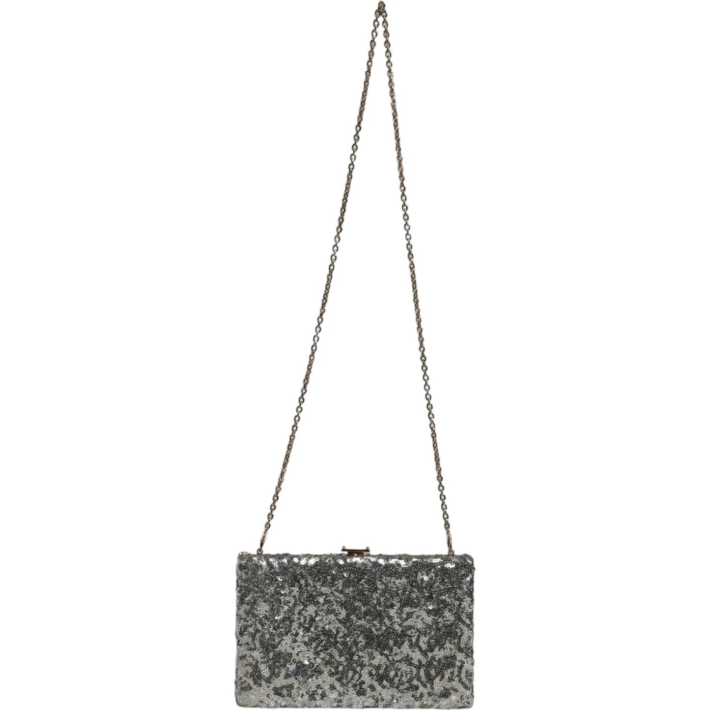 Dolce & Gabbana Silver Sequined Clutch Evening Crossbody Bag Dolce & Gabbana Dim Gray