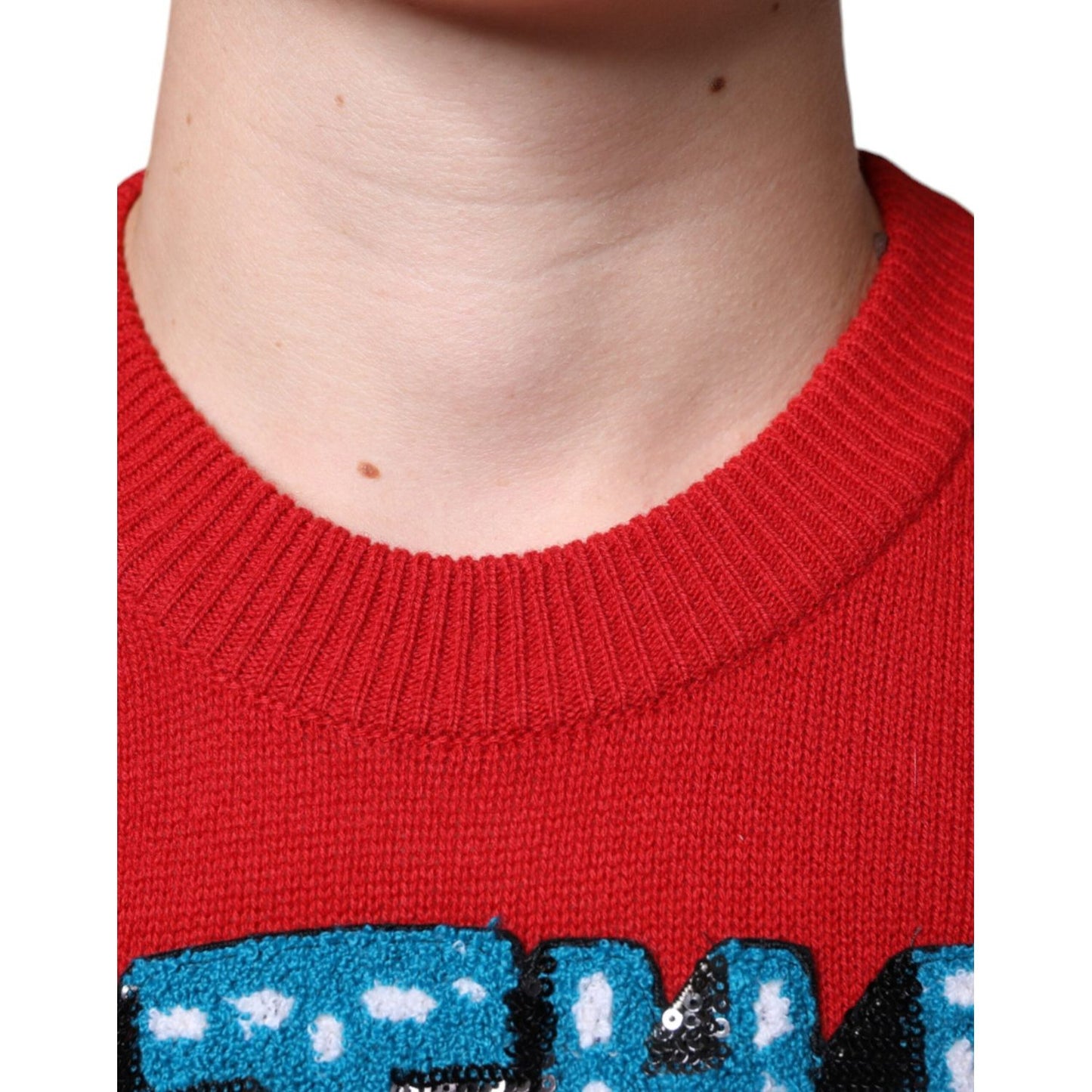 Dolce & Gabbana Red I'm The King Wool Crew Neck Sweatshirt Sweater Dolce & Gabbana Firebrick
