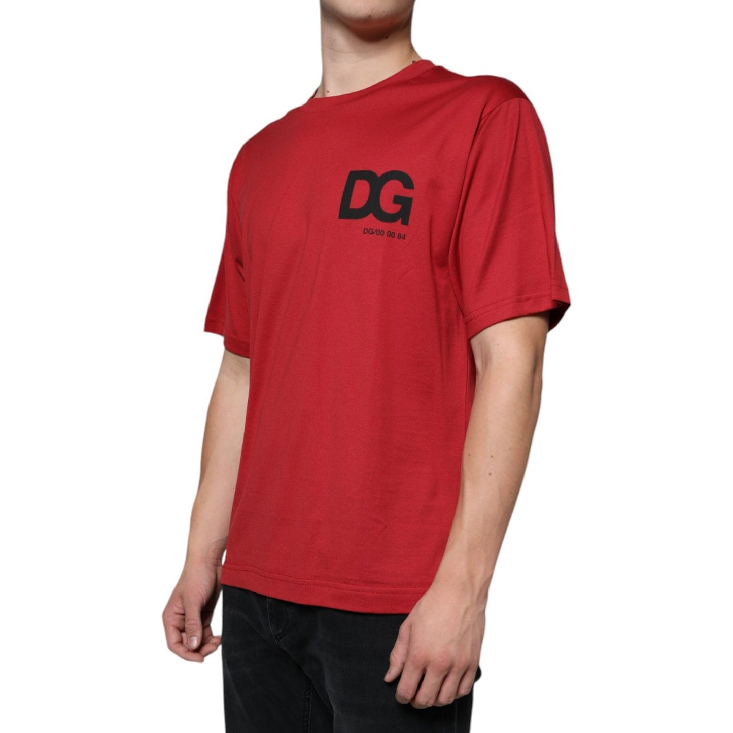 Dolce & Gabbana Red Cotton DG Logo Print Crew Neck T-shirt Dolce & Gabbana Brown