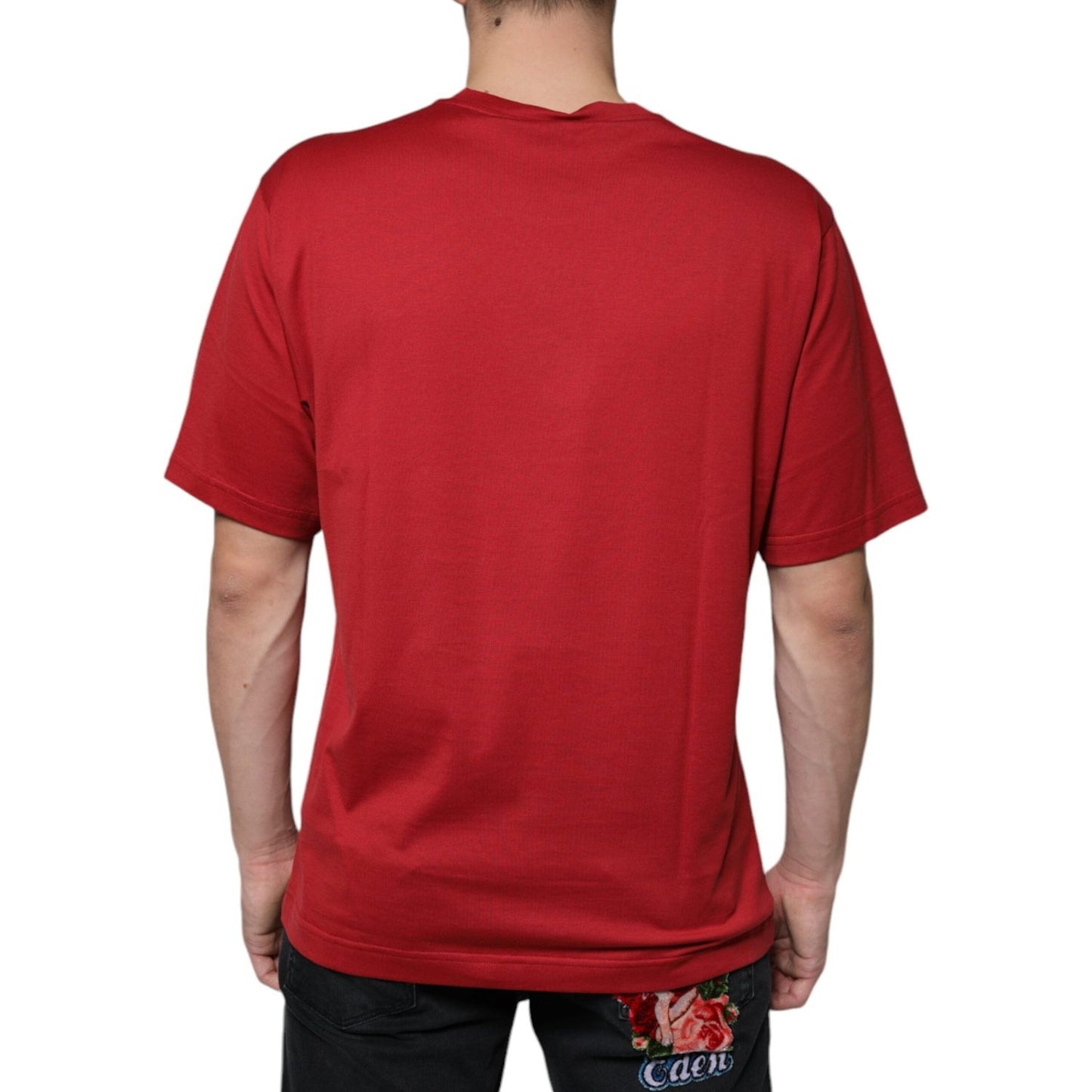 Dolce & Gabbana Red Cotton DG Logo Print Crew Neck T-shirt Dolce & Gabbana Brown