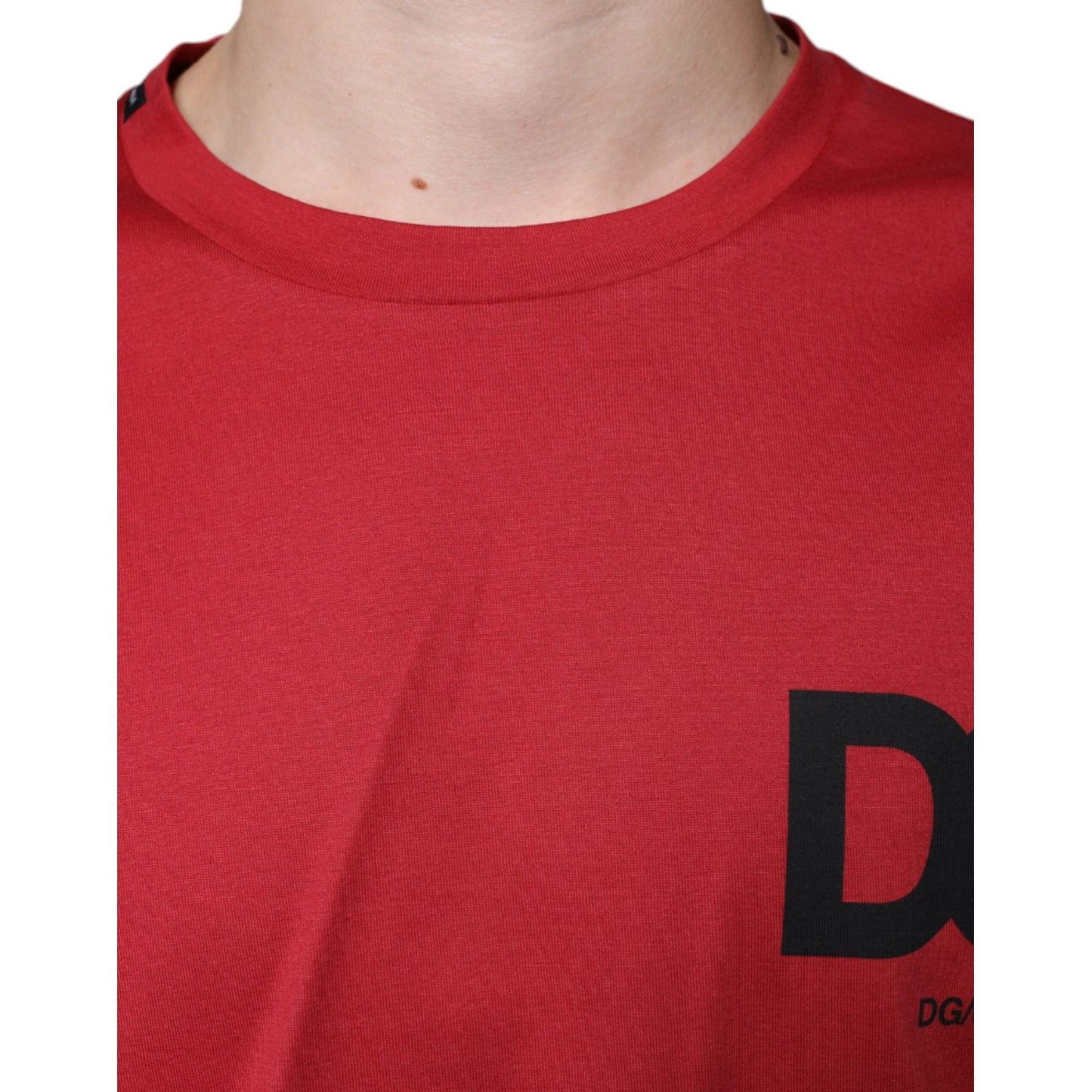Dolce & Gabbana Red Cotton DG Logo Print Crew Neck T-shirt Dolce & Gabbana Brown