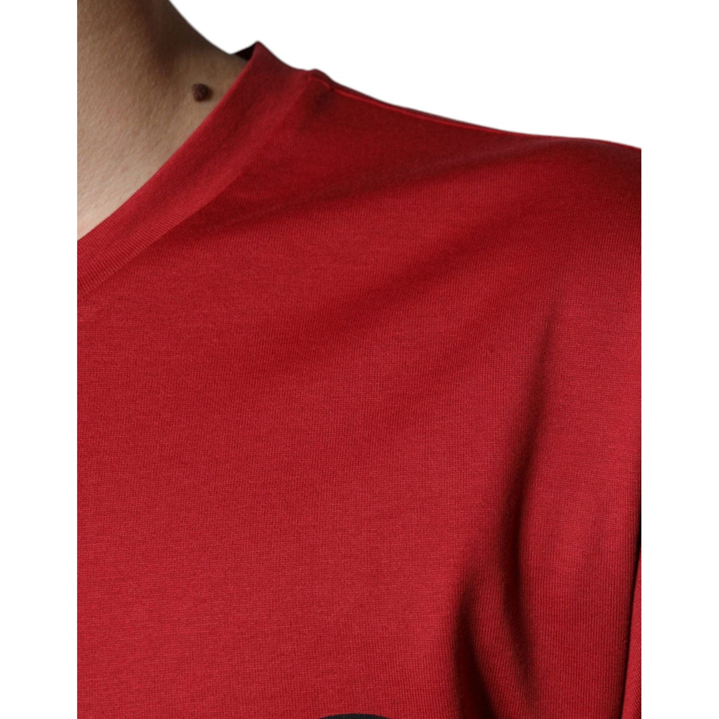 Dolce & Gabbana Red Cotton DG Logo Print Crew Neck T-shirt Dolce & Gabbana Brown