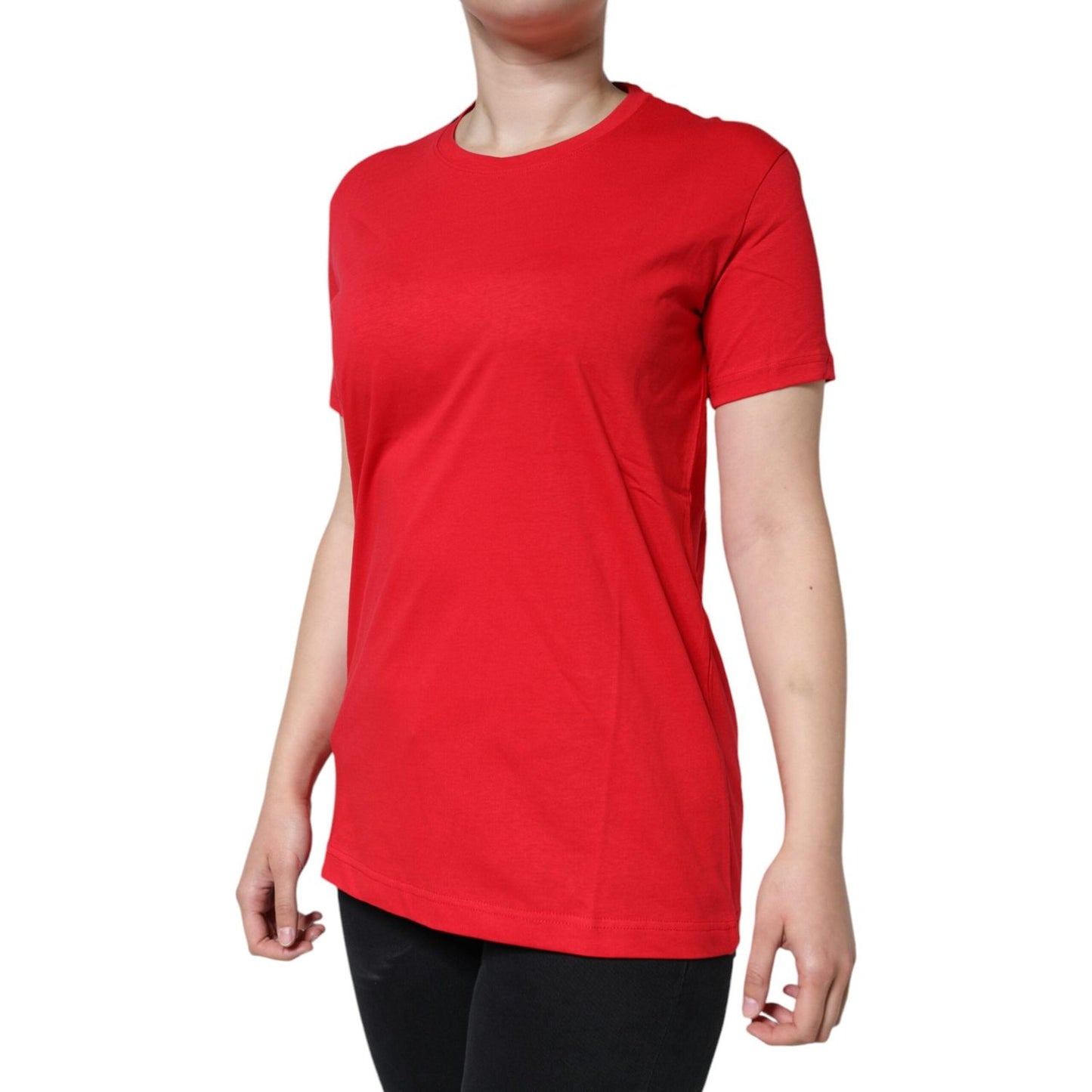 Dolce & Gabbana Red Cotton Crew Neck Short Sleeve Tee T-shirt Dolce & Gabbana Firebrick