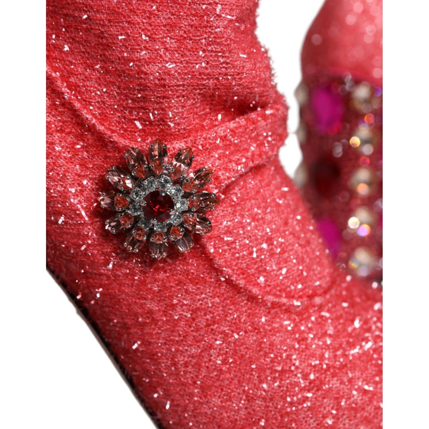 Dolce & Gabbana Pink Crystal Lurex Fantasy High Boots Shoes Dolce & Gabbana Maroon