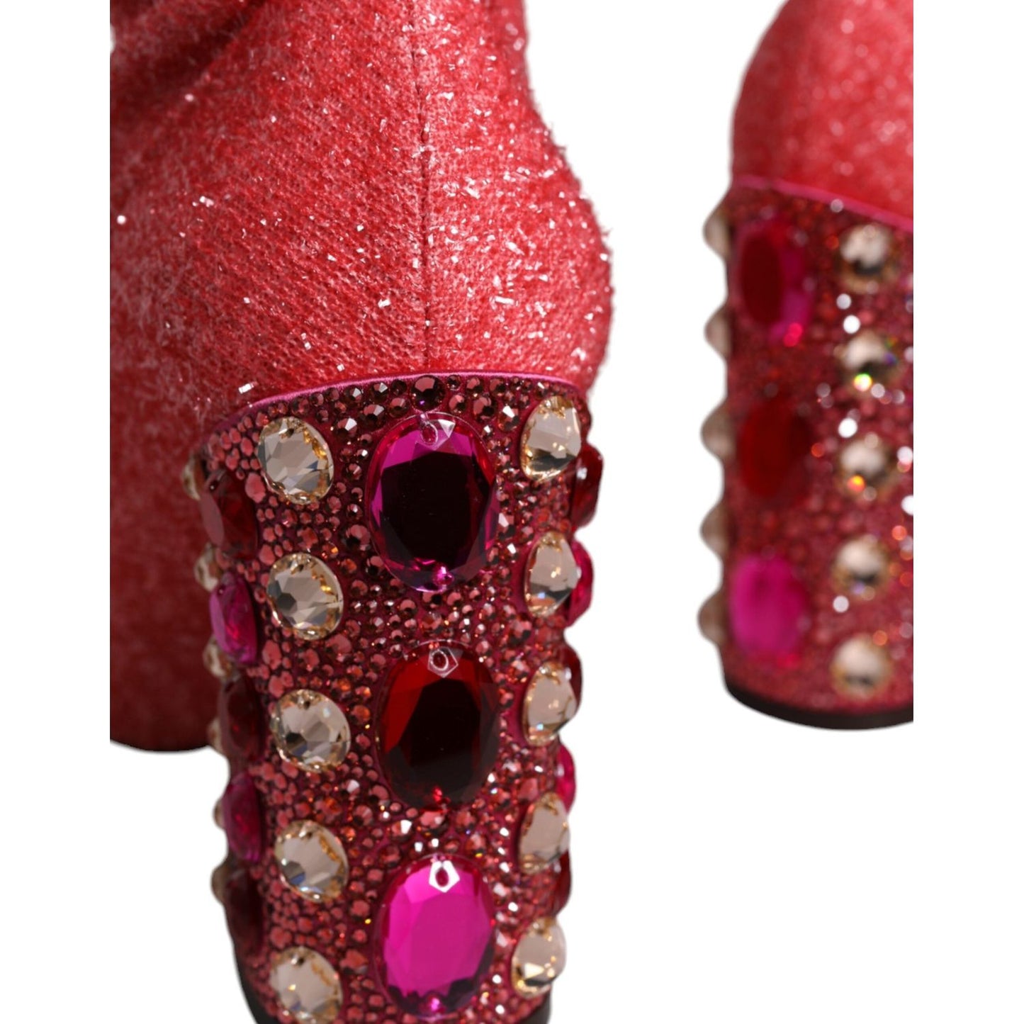 Dolce & Gabbana Pink Crystal Lurex Fantasy High Boots Shoes Dolce & Gabbana Brown