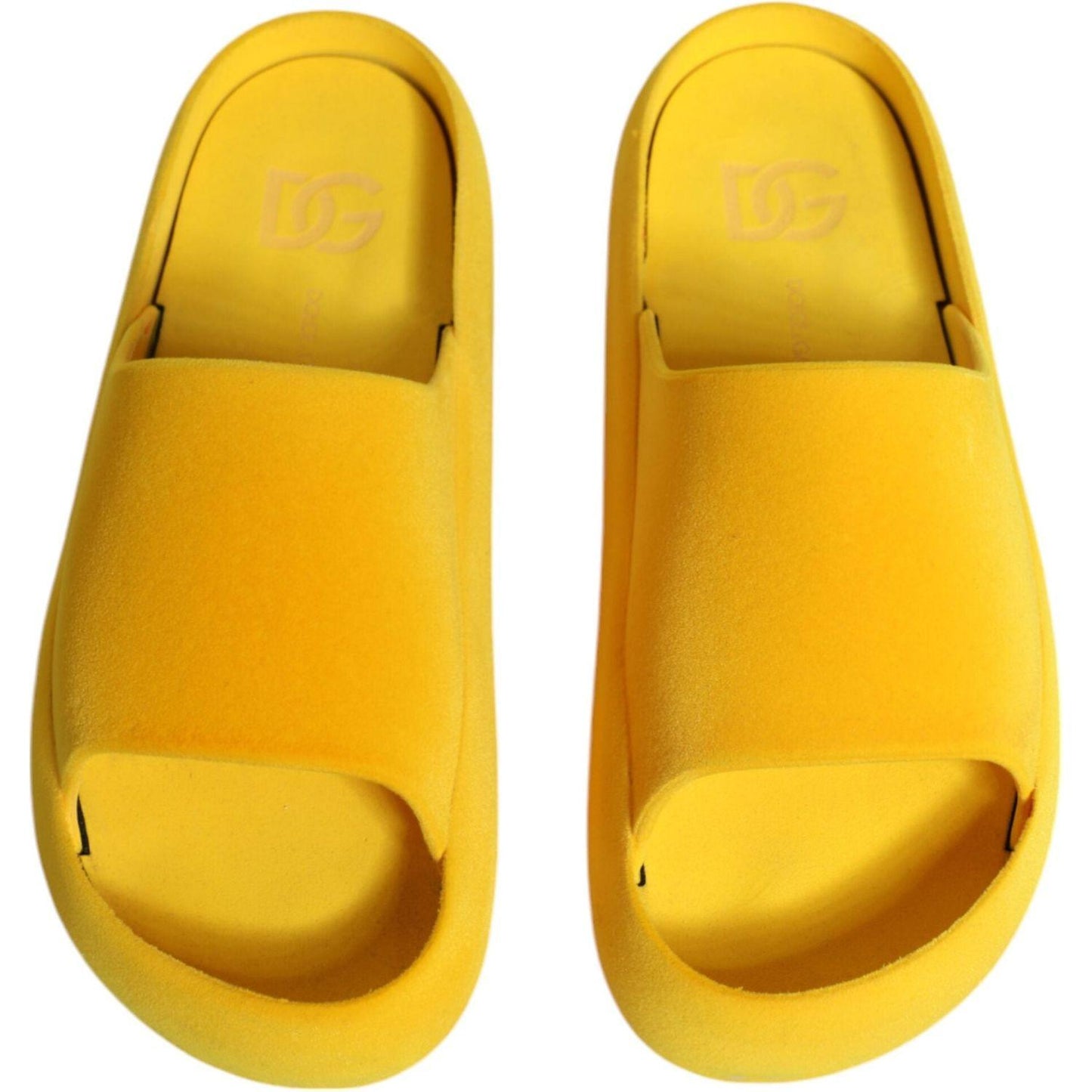 Dolce & Gabbana Yellow Rubber Slides Sandals Beachwear Shoes Dolce & Gabbana Goldenrod