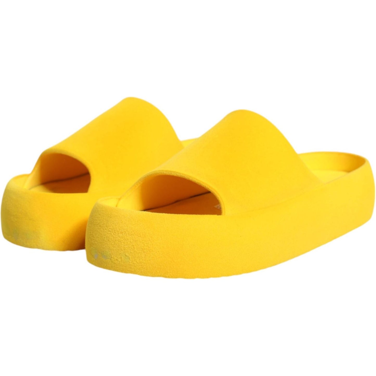 Dolce & Gabbana Yellow Rubber Slides Sandals Beachwear Shoes Dolce & Gabbana Gold