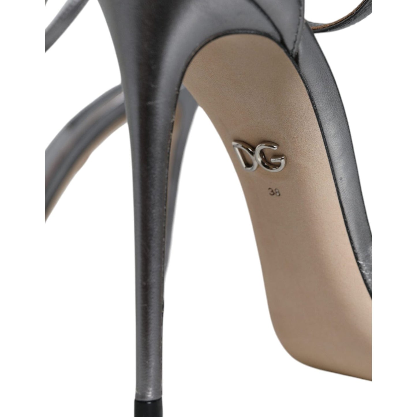 Dolce & Gabbana Silver KEIRA Heels Ankle Strap Sandals Shoes Dolce & Gabbana Dim Gray