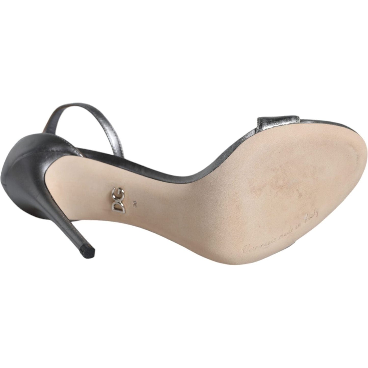 Dolce & Gabbana Silver KEIRA Heels Ankle Strap Sandals Shoes Dolce & Gabbana Tan