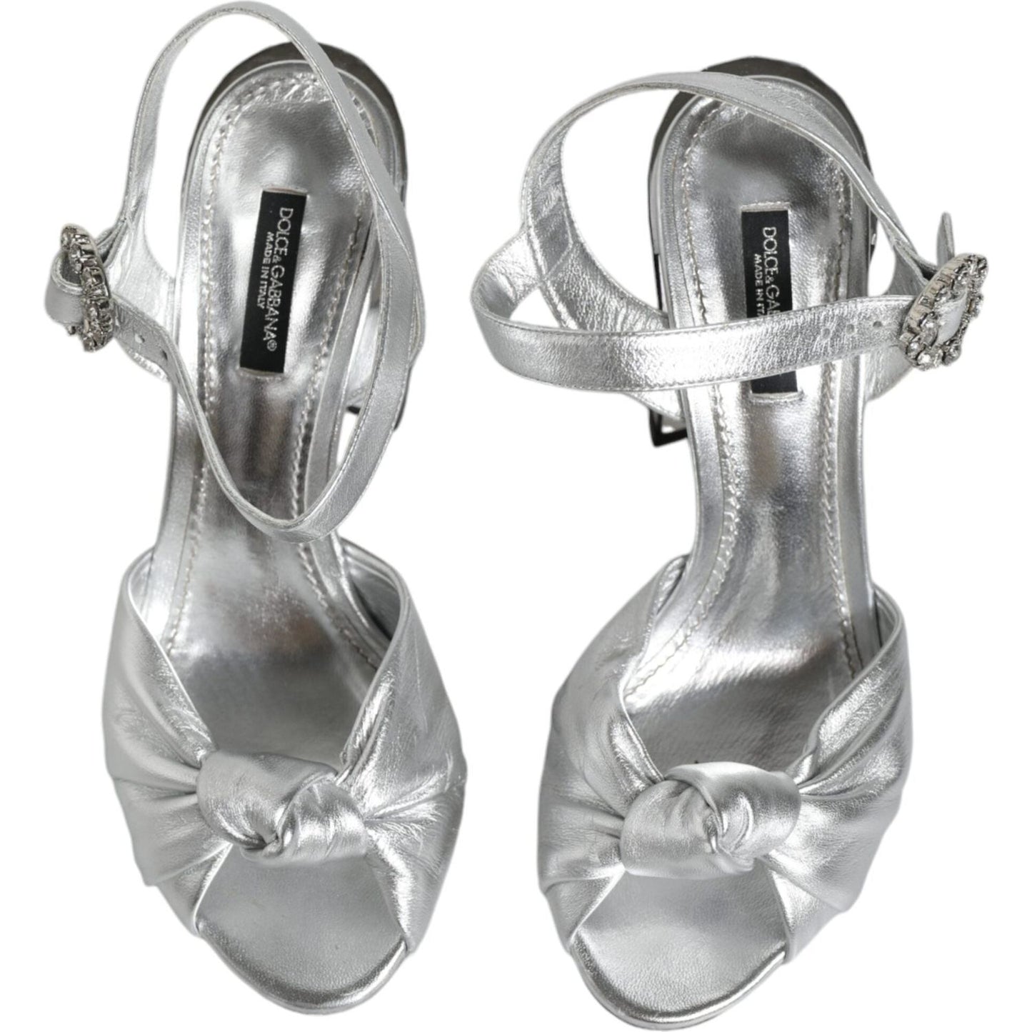 Dolce & Gabbana Silver Mirror Heels KEIRA Sandals Shoes Dolce & Gabbana Dark Gray
