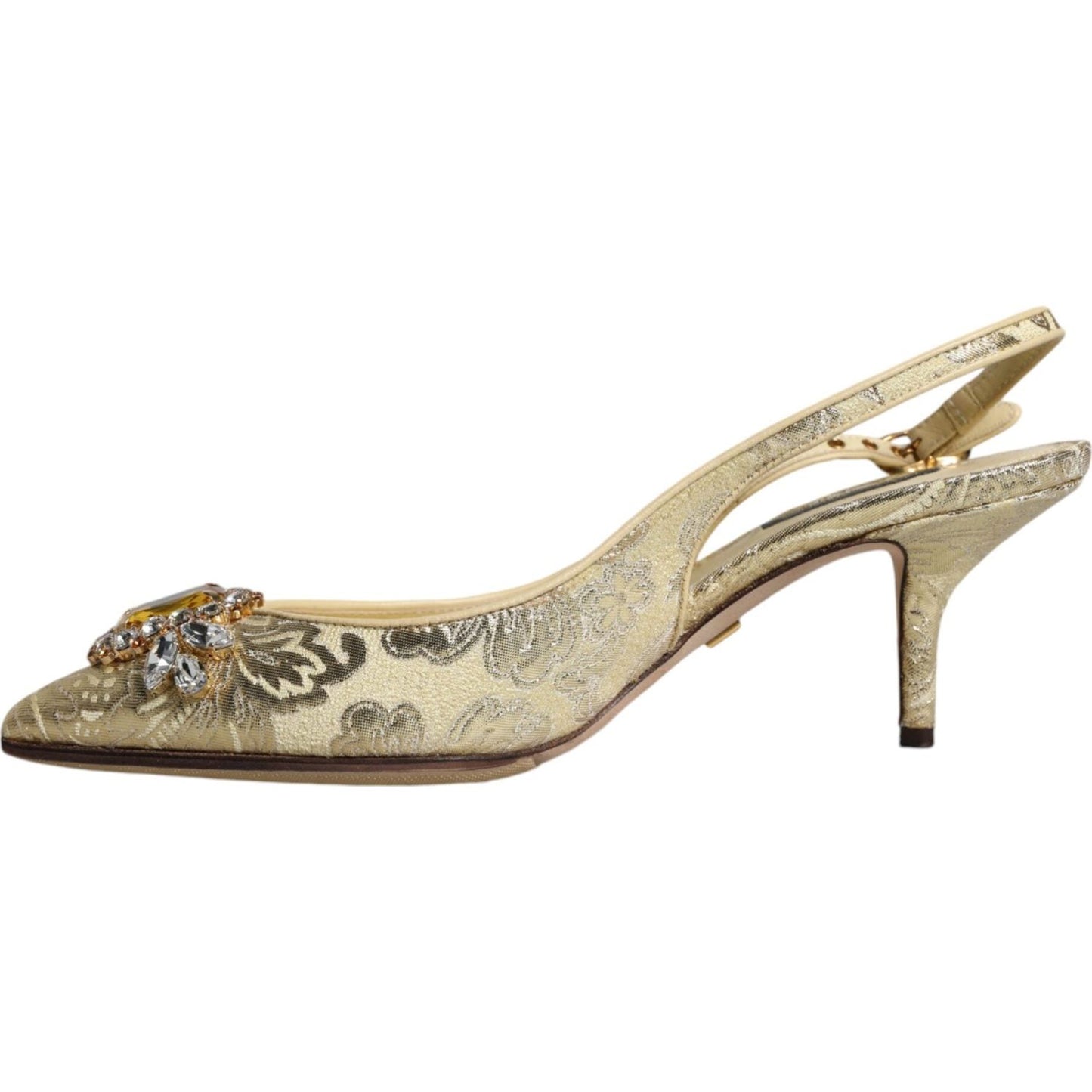 Dolce & Gabbana Gold Crystal Pumps Heels Slingbacks Shoes Dolce & Gabbana Rosy Brown