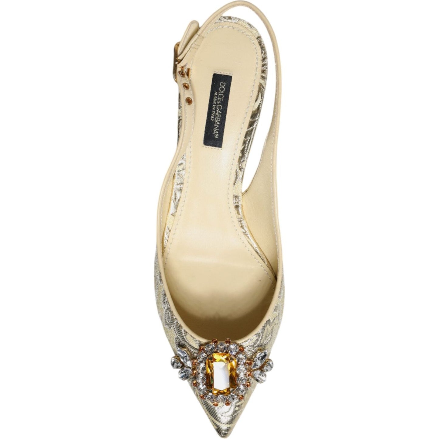 Dolce & Gabbana Gold Crystal Pumps Heels Slingbacks Shoes Dolce & Gabbana Wheat