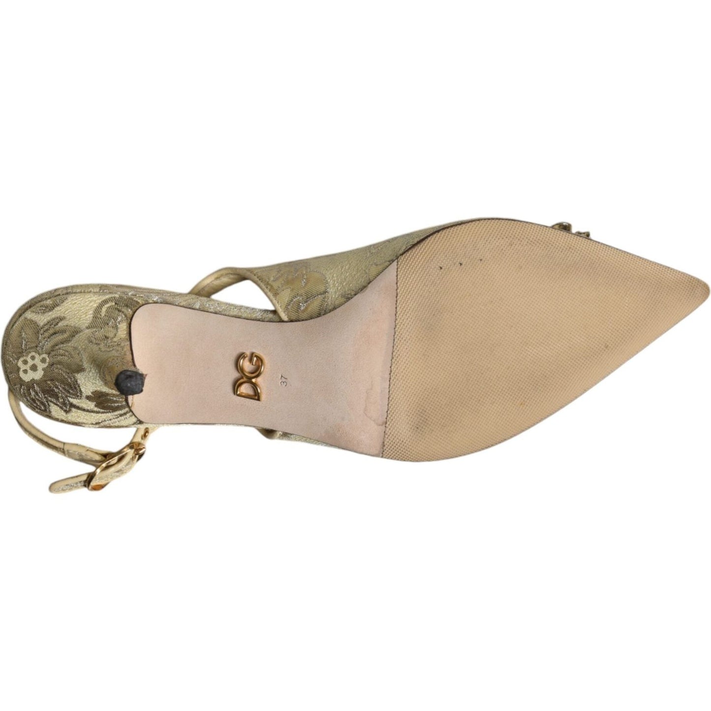 Dolce & Gabbana Gold Crystal Pumps Heels Slingbacks Shoes Dolce & Gabbana Rosy Brown