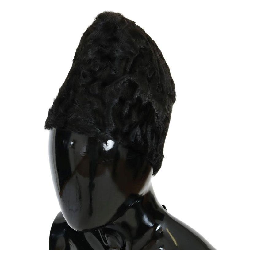 Dolce & Gabbana Elegant Black Xiangao Fur Beanie Hat Beanie Hat Dolce & Gabbana Black