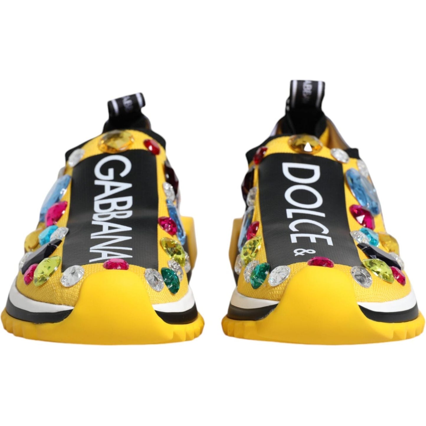 Dolce & Gabbana Yellow Sorrento Crystals Low Top Sneakers Shoes Dolce & Gabbana Dark Slate Gray