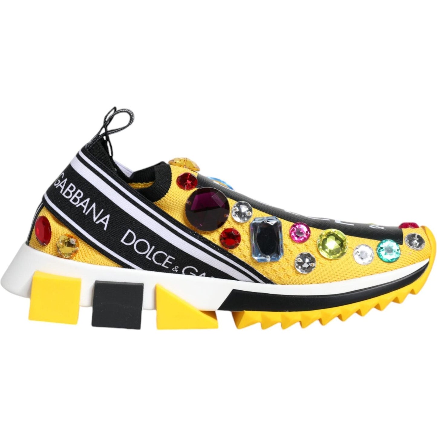 Dolce & Gabbana Yellow Sorrento Crystals Low Top Sneakers Shoes Dolce & Gabbana Wheat