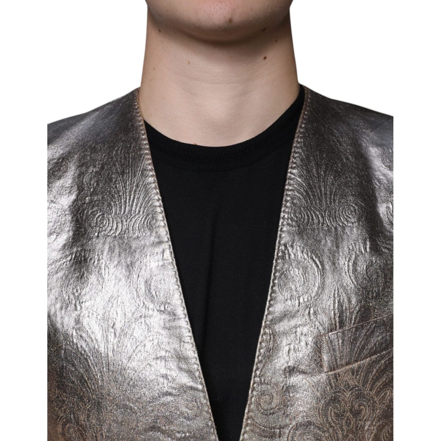 Dolce & Gabbana Gold Jacquard Single Breasted Dress Blazer Dolce & Gabbana Dark Slate Gray