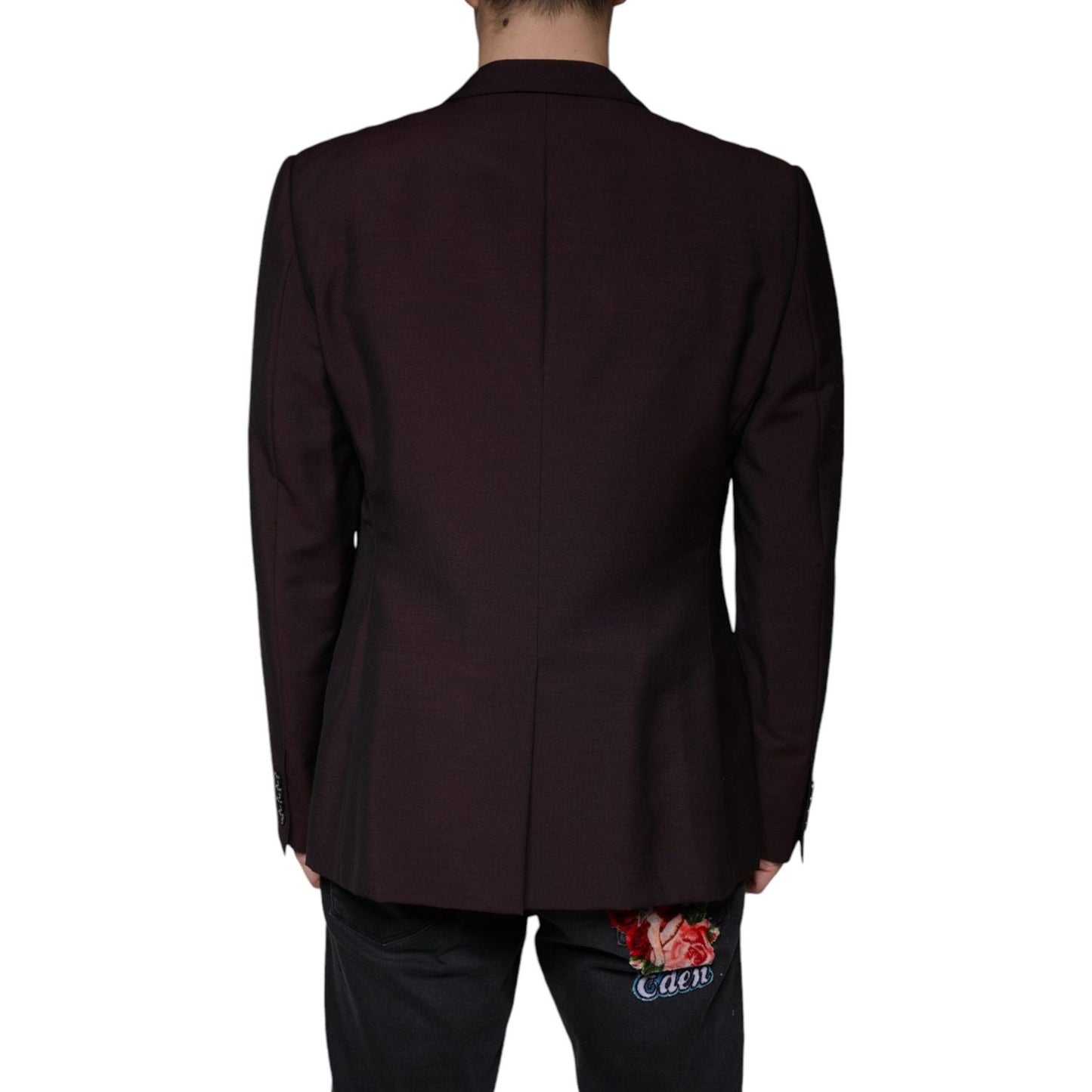 Dolce & Gabbana Bordeaux Wool Single Breasted Dress Blazer Dolce & Gabbana Black