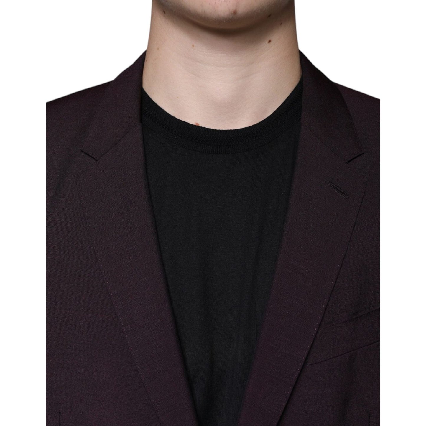 Dolce & Gabbana Bordeaux Wool Single Breasted Dress Blazer Dolce & Gabbana Black