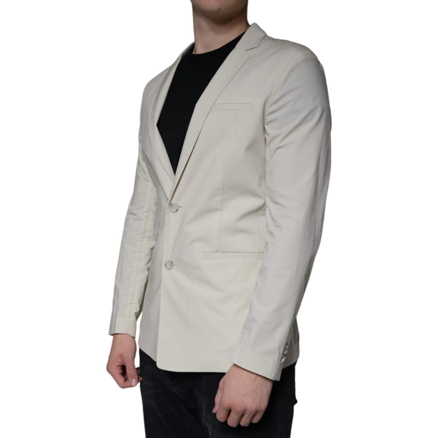 Paolo Pecora Milano Beige Single Breasted Dress Formal Coat Blazer Paolo Pecora Milano Dark Gray