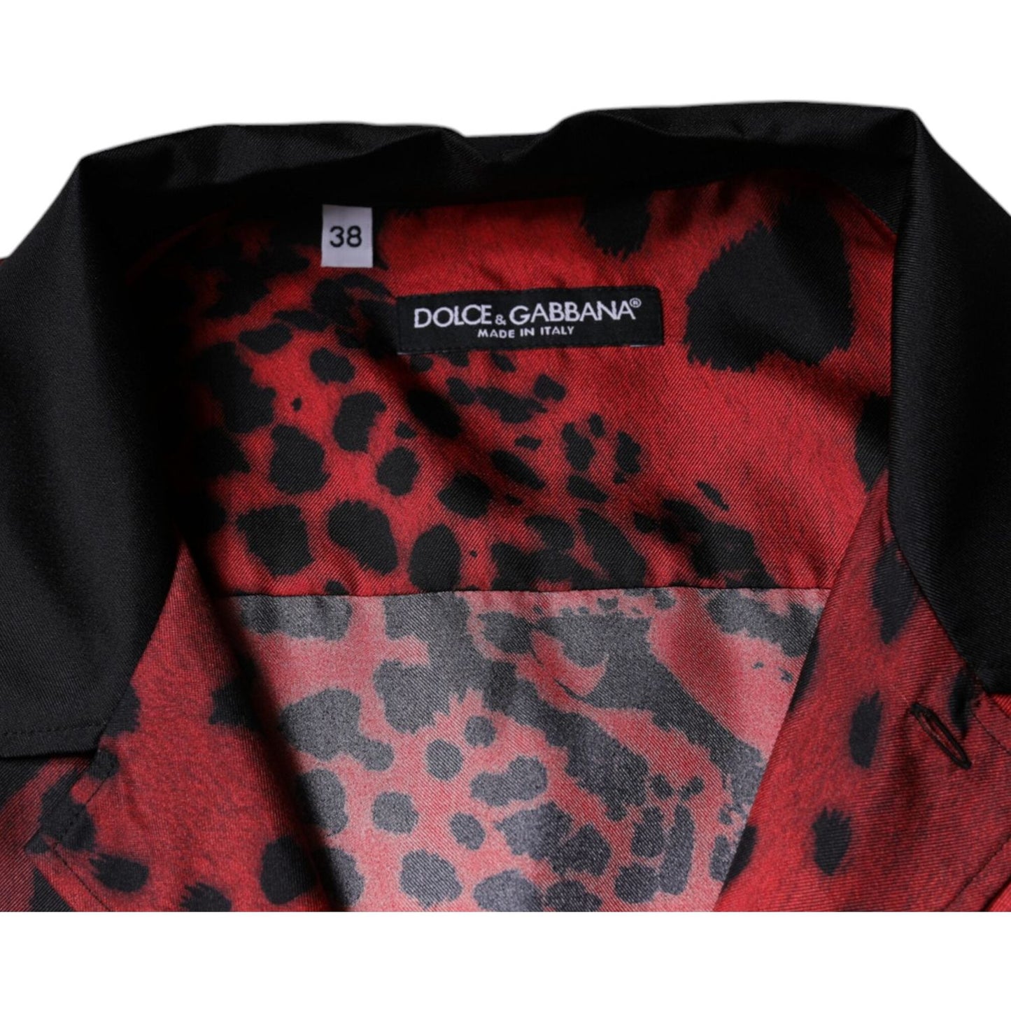 Dolce & Gabbana Red Leopard Silk Button Down Casual Shirt Dolce & Gabbana Black