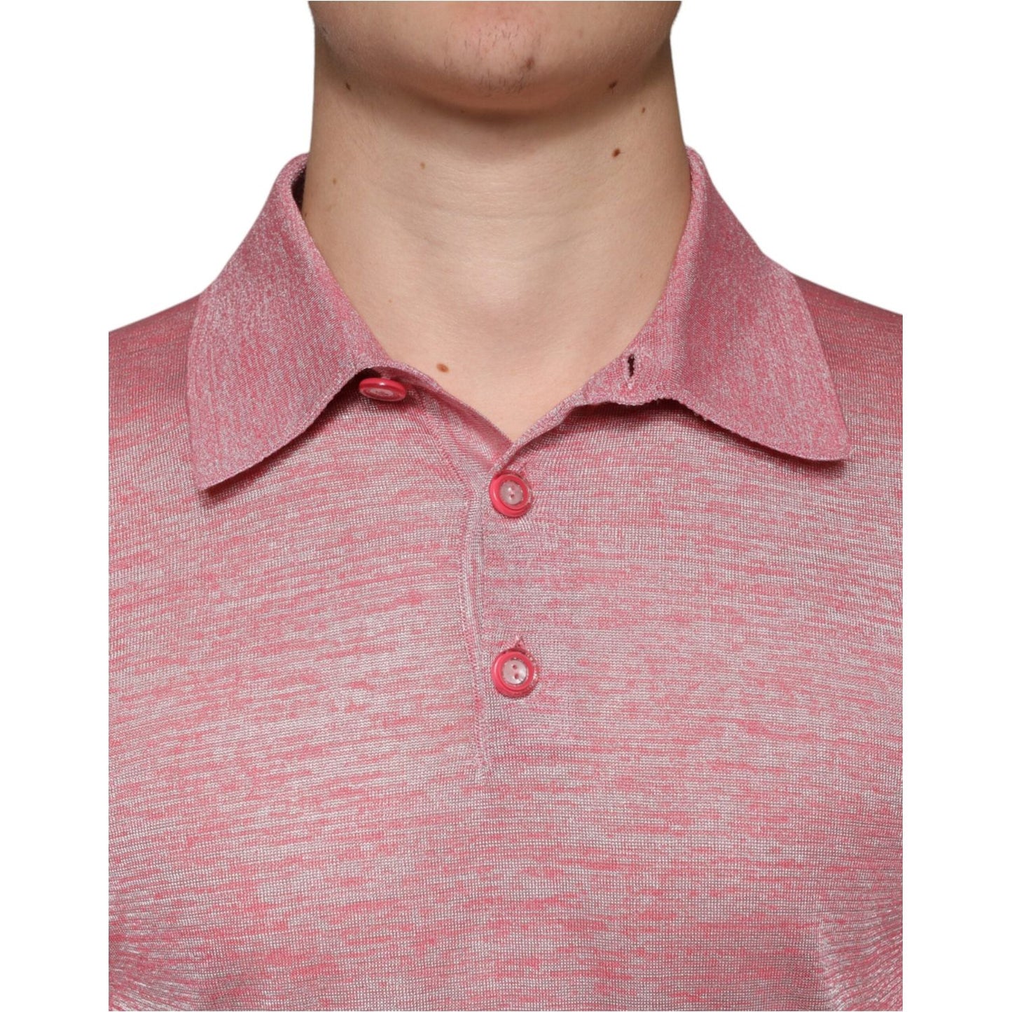 Dolce & Gabbana Pink Polyester Long Sleeve Men Polo T-shirt Dolce & Gabbana Rosy Brown
