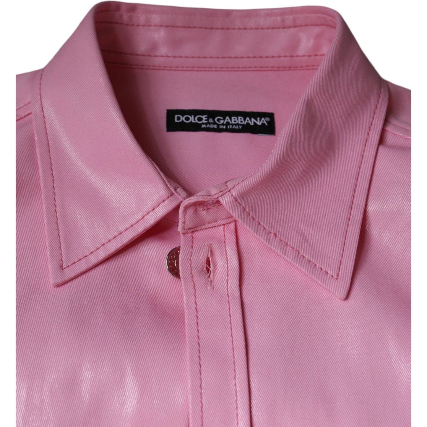 Dolce & Gabbana Pink Cotton Collared Button Down Shirt Dolce & Gabbana Rosy Brown