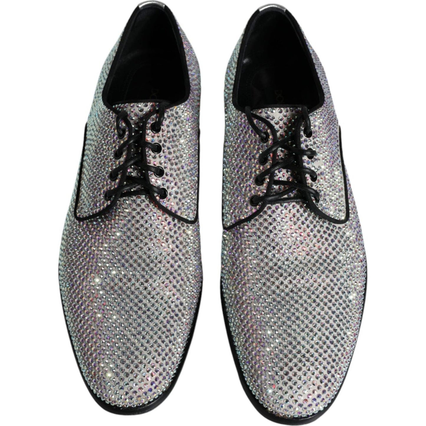 Dolce & Gabbana Silver Leather Rhinestones Derby Dress Shoes Dolce & Gabbana Dark Slate Gray