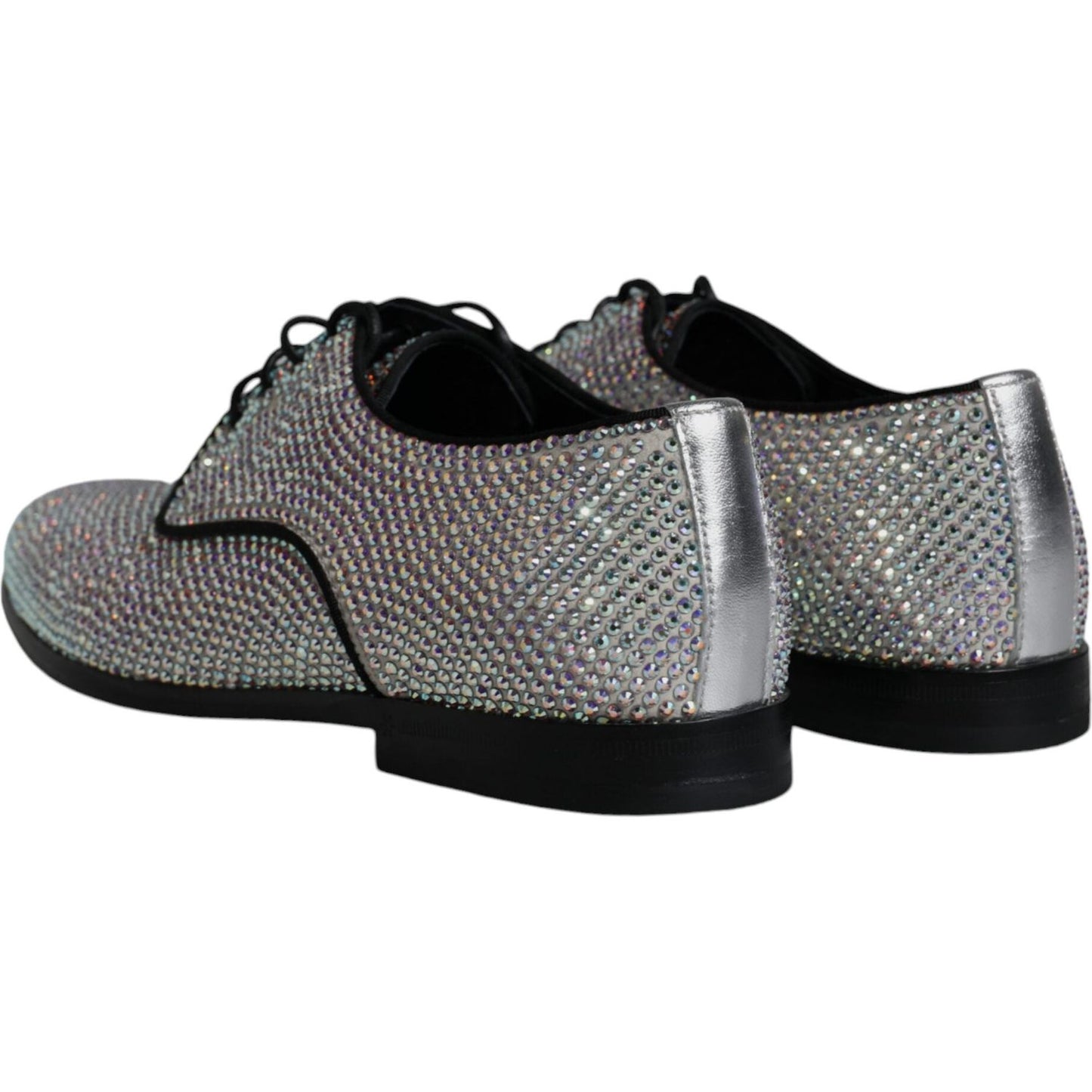 Dolce & Gabbana Silver Leather Rhinestones Derby Dress Shoes Dolce & Gabbana Dark Slate Gray
