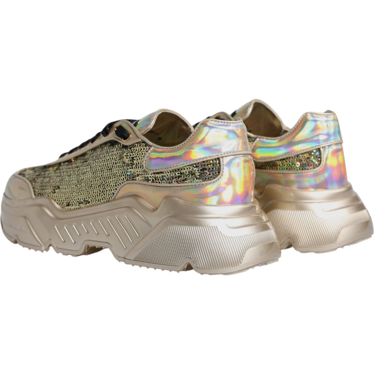 Dolce & Gabbana Gold Sequin Iridiscent Daymaster Sneakers Shoes Dolce & Gabbana Rosy Brown