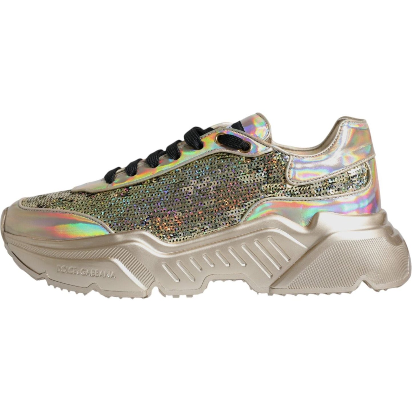 Dolce & Gabbana Gold Sequin Iridiscent Daymaster Sneakers Shoes Dolce & Gabbana Rosy Brown