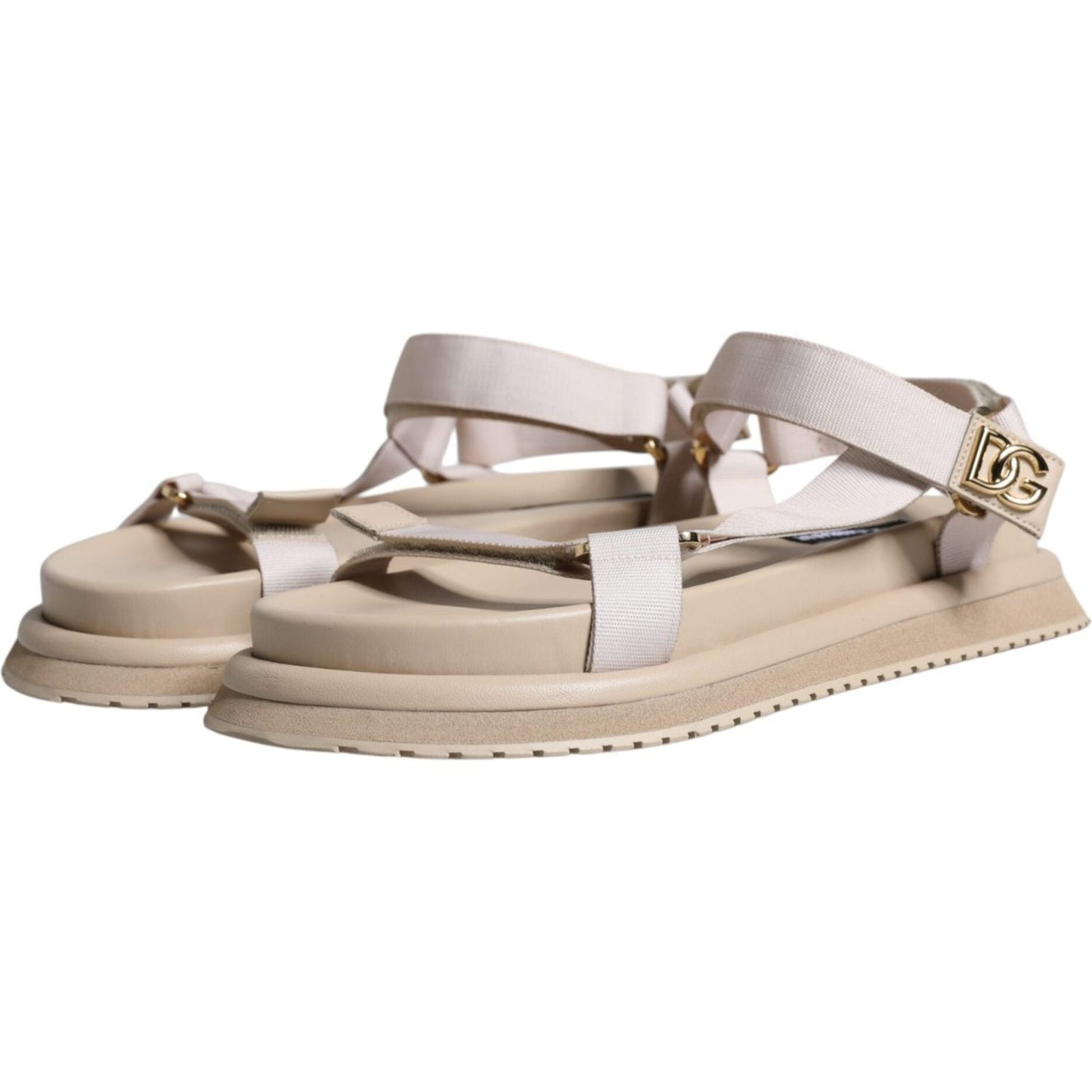 Dolce & Gabbana Beige Nappa Devotion Strap Men Sandals Shoes Dolce & Gabbana Dark Gray