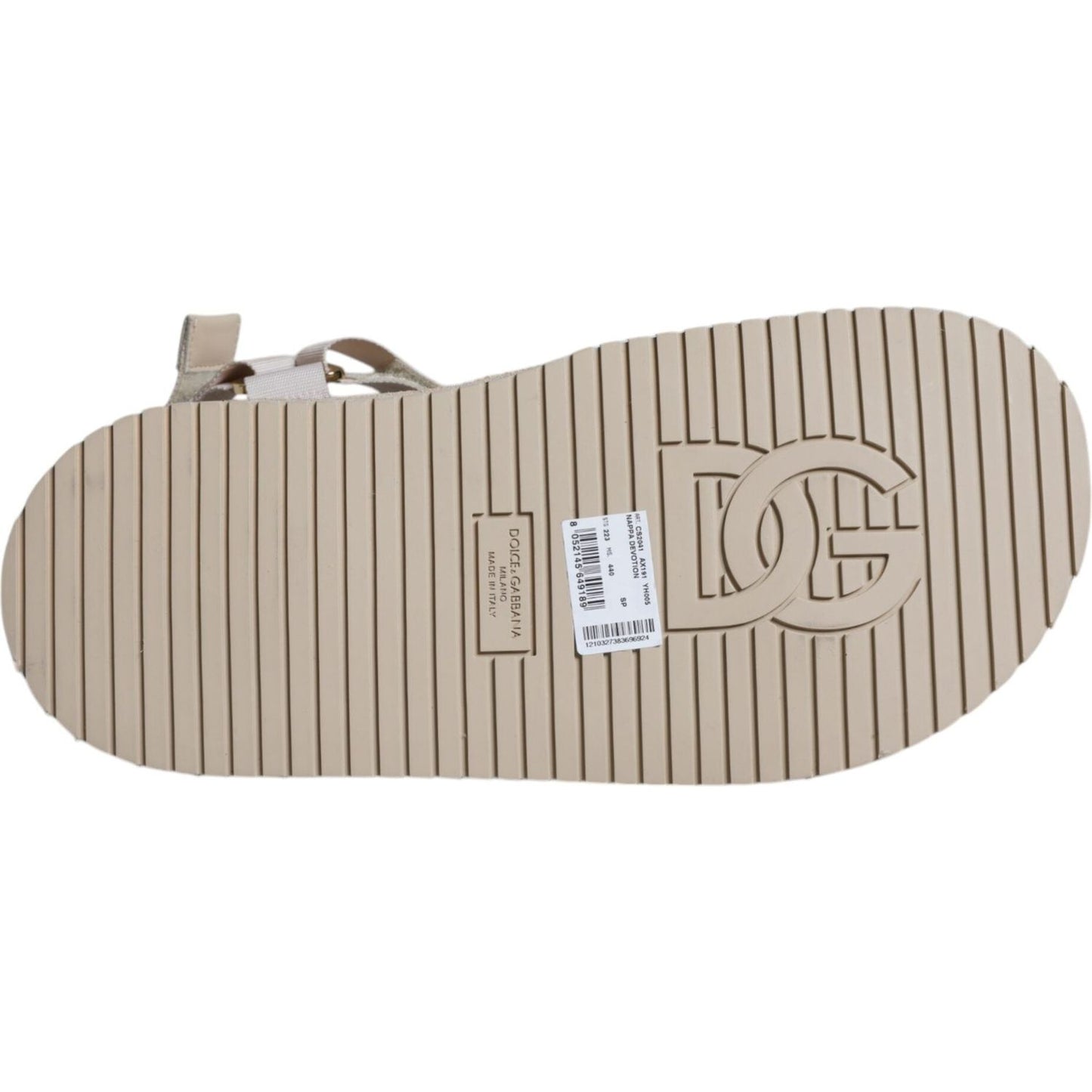 Dolce & Gabbana Beige Nappa Devotion Strap Men Sandals Shoes Dolce & Gabbana Dark Gray