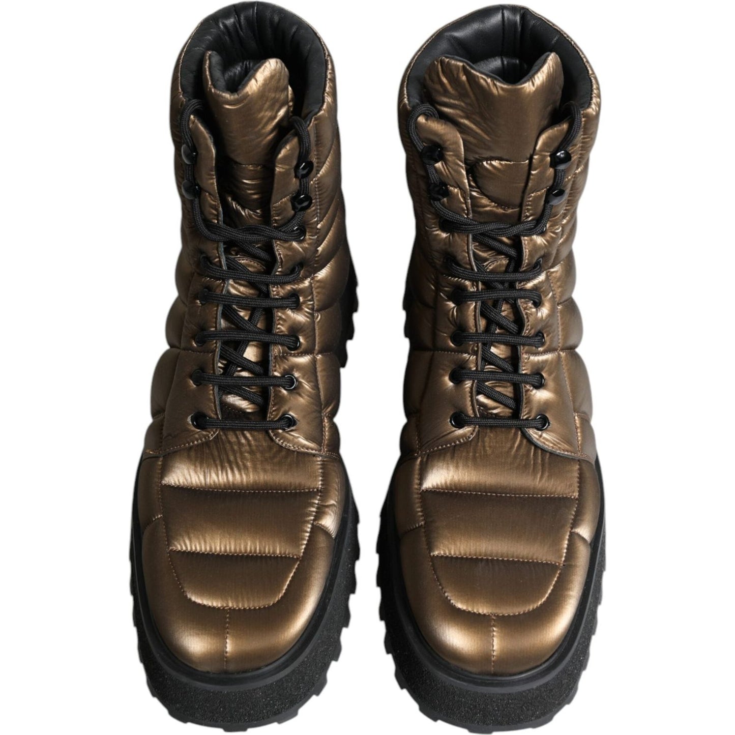 Dolce & Gabbana Bronze Padded Mid Calf Lace Up Boots Shoes Dolce & Gabbana Dark Slate Gray