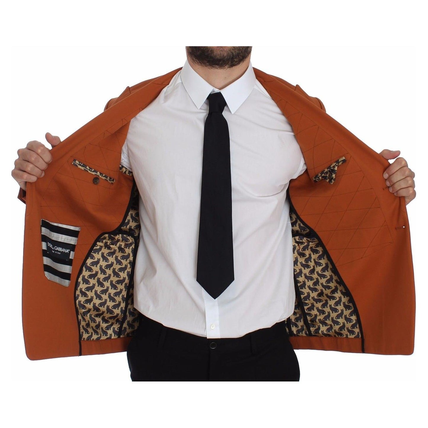Dolce & Gabbana Elegant Orange Casual Cotton Blend Blazer Dolce & Gabbana Saddle Brown