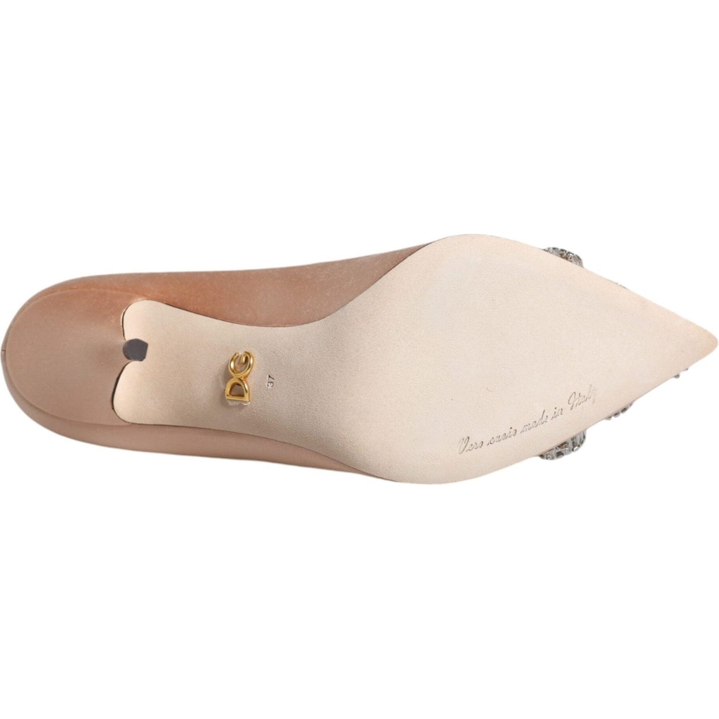 Dolce & Gabbana Beige Satin Crystal High Heels Pumps Shoes Dolce & Gabbana Light Gray