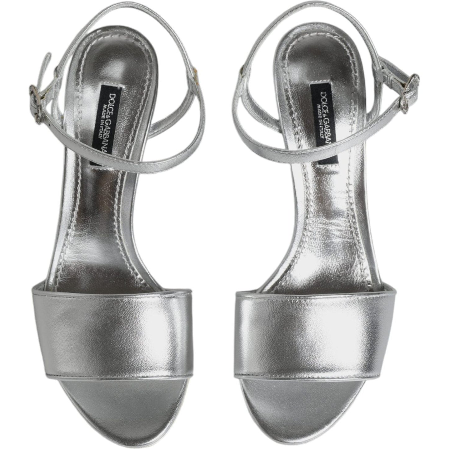 Dolce & Gabbana Silver KEIRA Heels Ankle Strap Sandals Shoes Dolce & Gabbana Light Slate Gray
