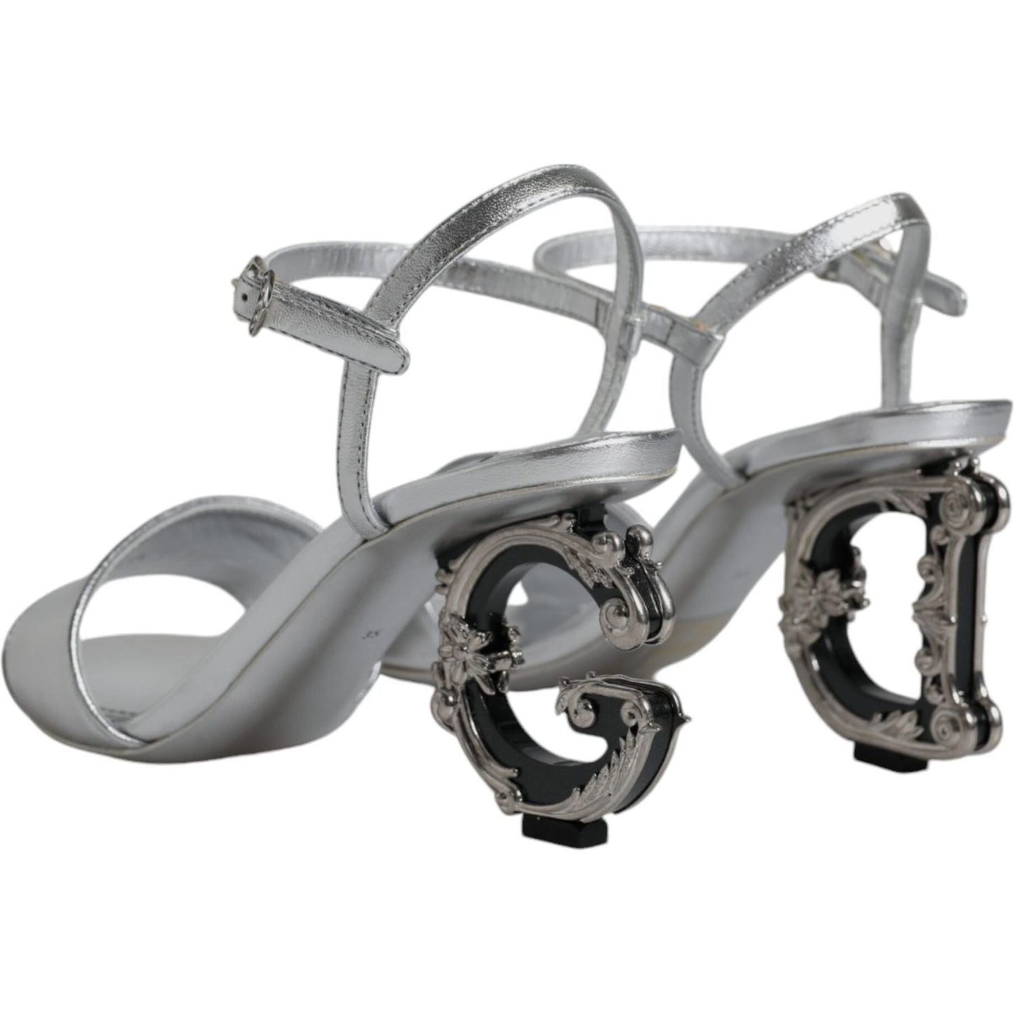 Dolce & Gabbana Silver KEIRA Heels Ankle Strap Sandals Shoes Dolce & Gabbana Slate Gray