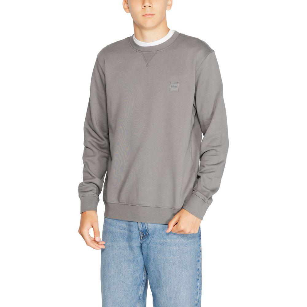 Hugo Boss Gray Cotton Sweater Hugo Boss Dark Gray