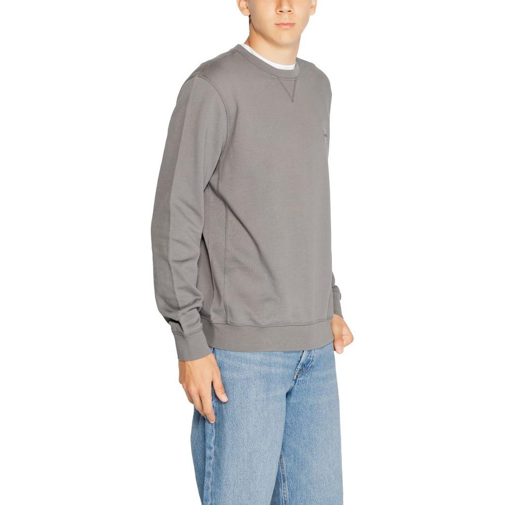Hugo Boss Gray Cotton Sweater Hugo Boss Dark Gray